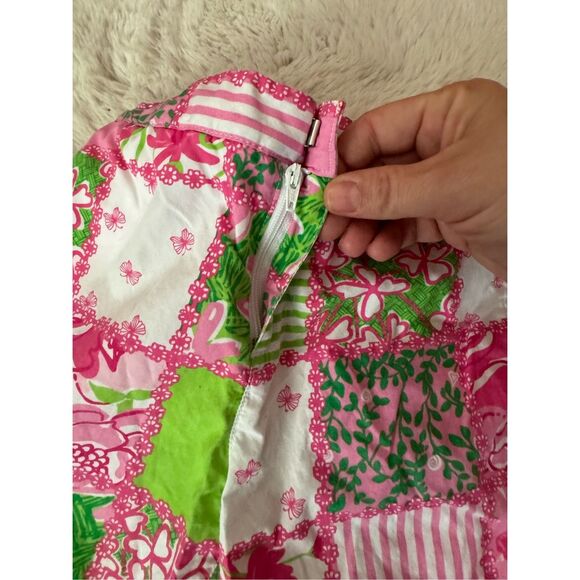 Y2K Lilly Pulitzer Girls Cameron Patchwork Flare Leg Pants Size 8 - Picture 4 of 6